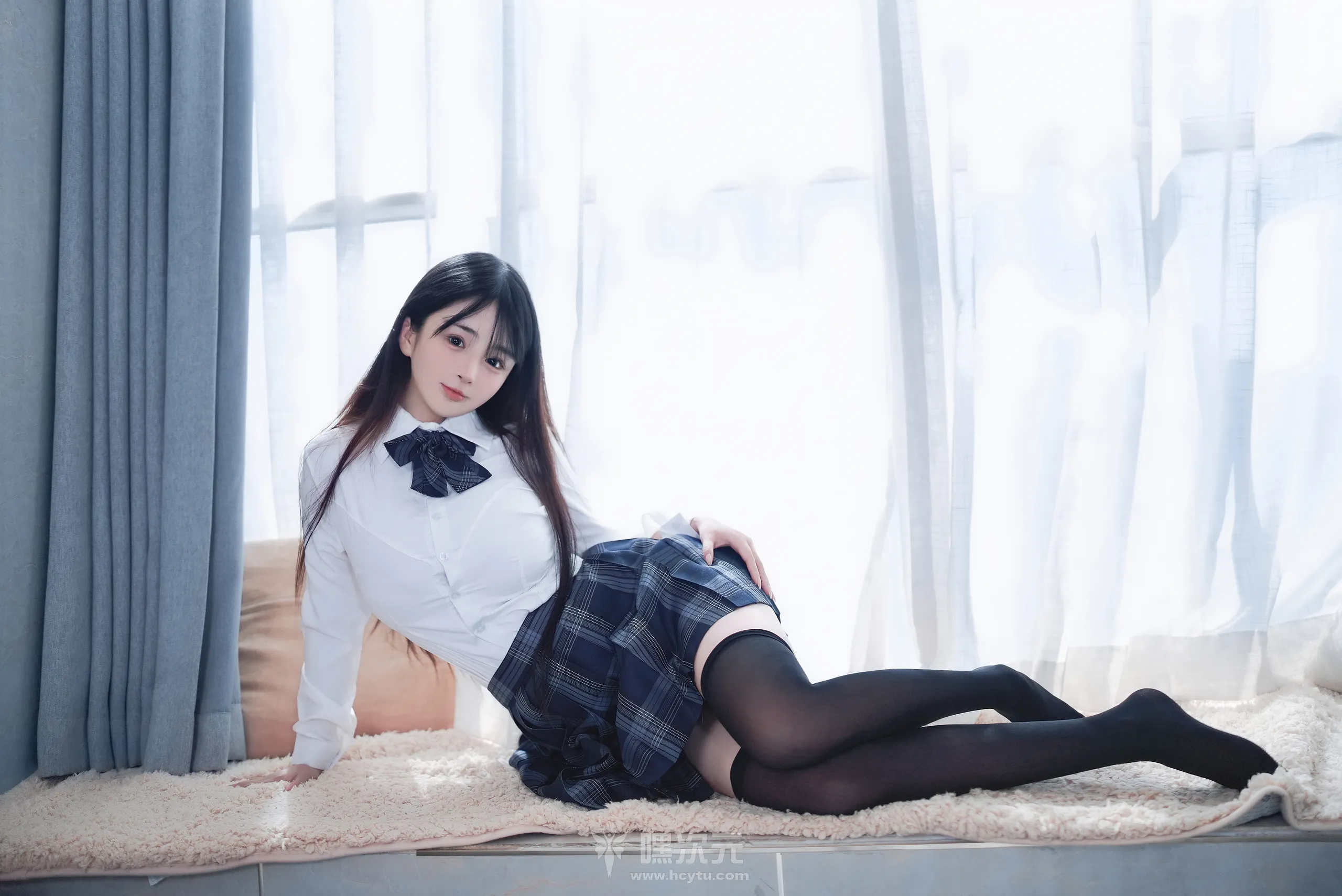 桜井宁宁 极限JK制服 创可贴遮挡与黑丝M字腿写真集-嘿次元