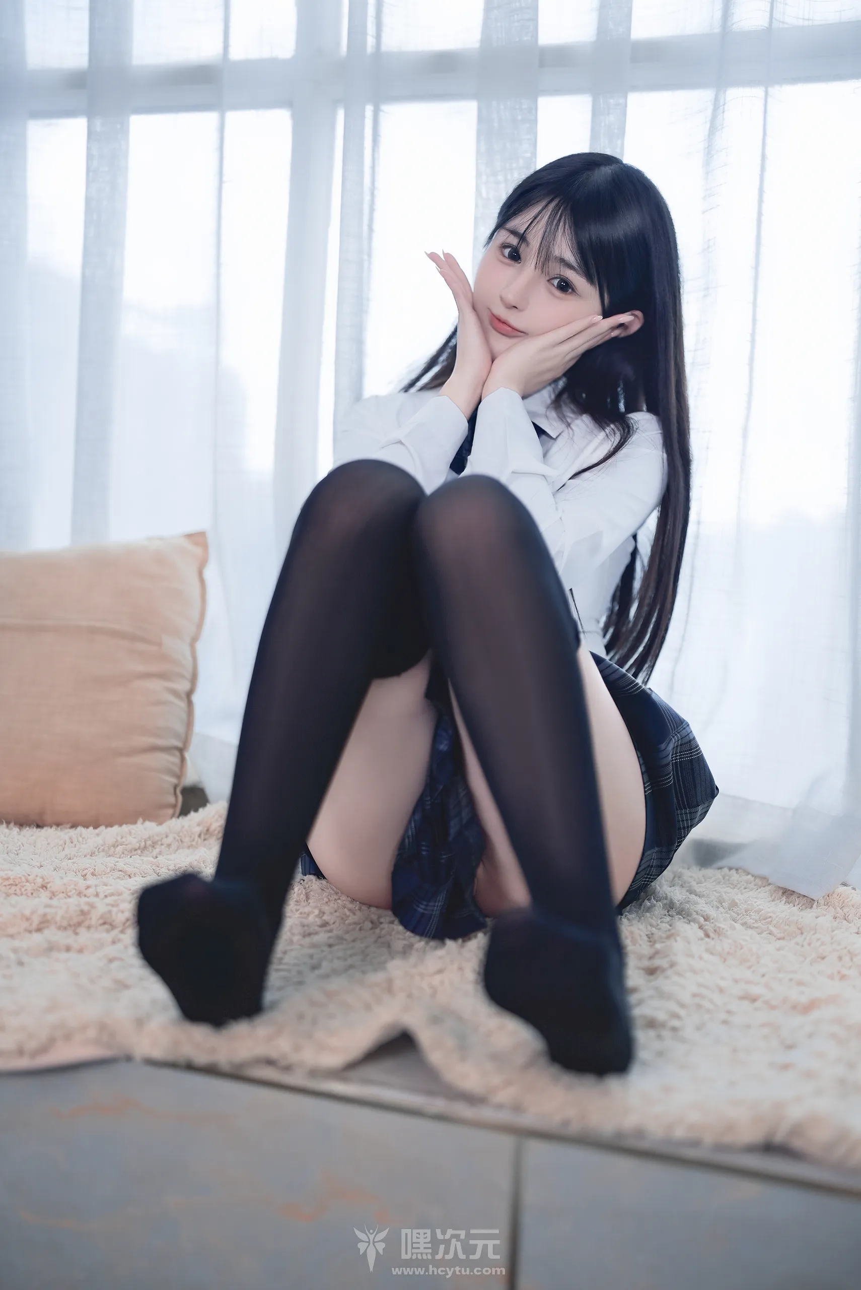 桜井宁宁 极限JK制服 创可贴遮挡与黑丝M字腿写真集 - 嘿次元 图3