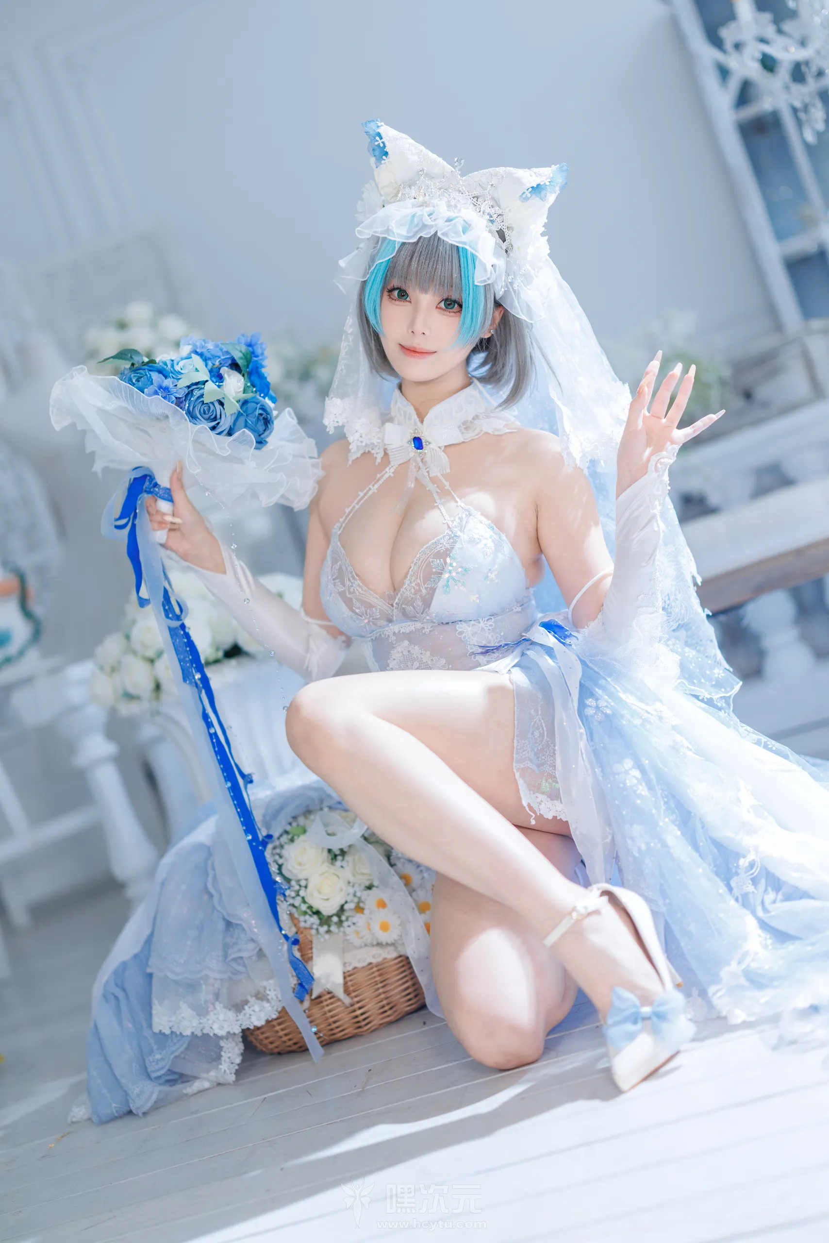 蜜汁猫裘 柴郡花嫁 白色透视蕾丝 写真集 - 嘿次元 图3