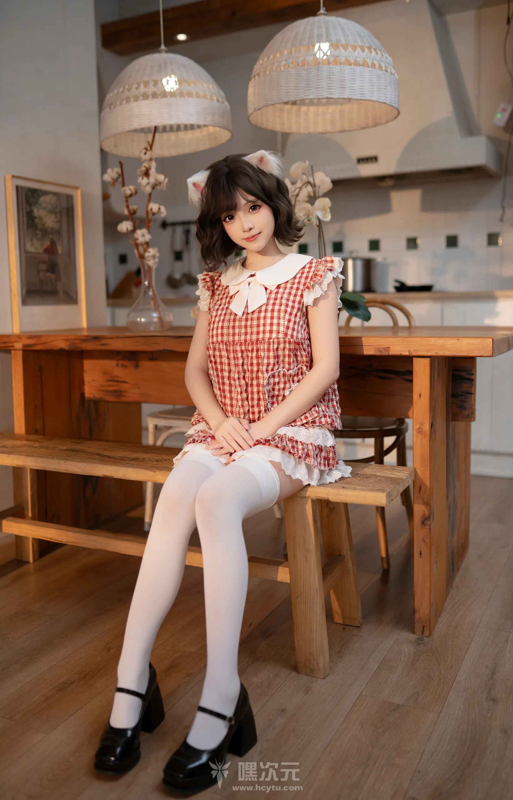 Bangni邦尼 木屋喵语 红白格纹甜心猫娘 写真集 - 嘿次元[在线欣赏]-嘿次元