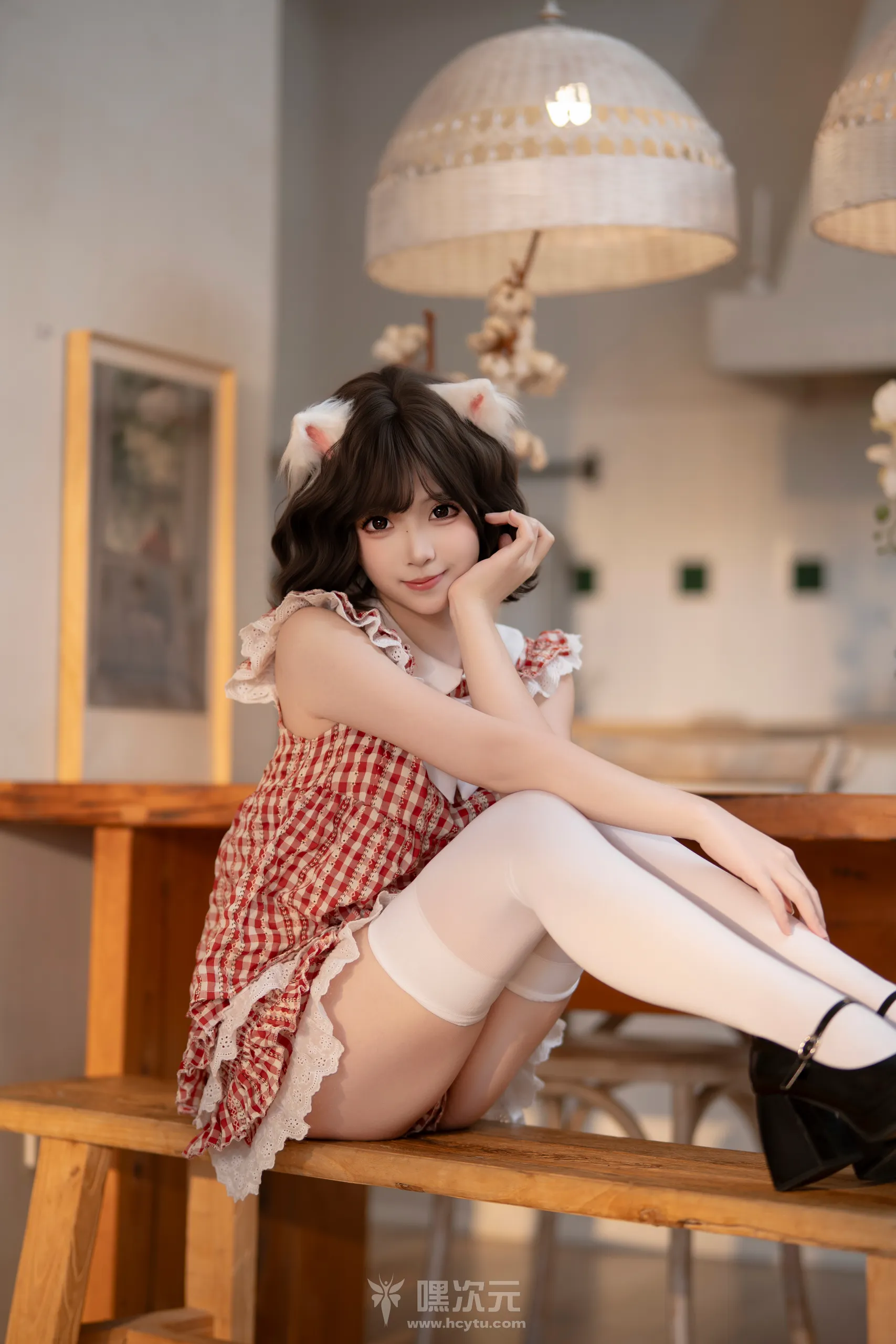 Bangni邦尼 木屋喵语 红白格纹甜心猫娘 写真集 - 嘿次元 图4