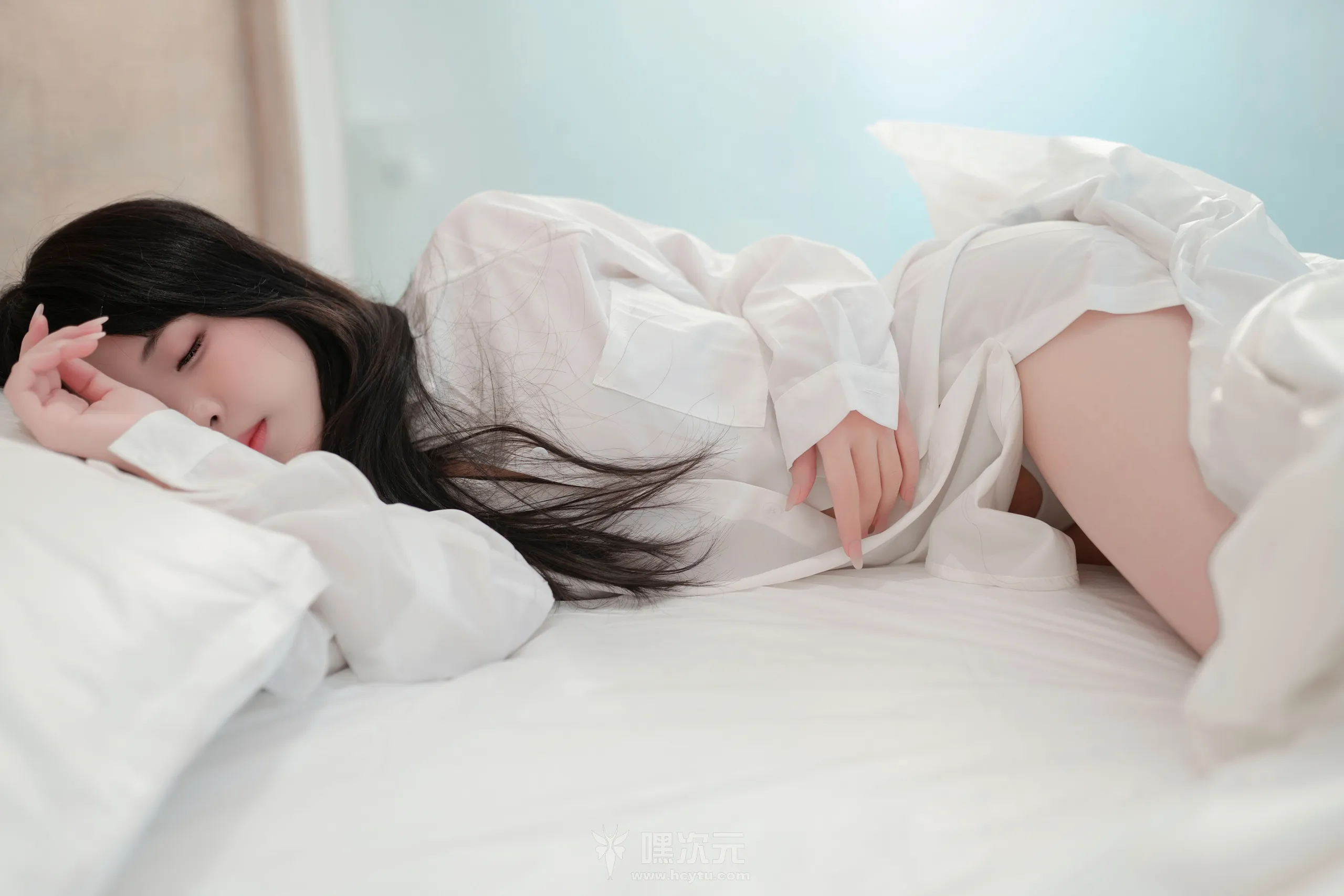 Bangni邦尼 男友衬衣 居家私房 白色宽大衬衫写真集-嘿次元