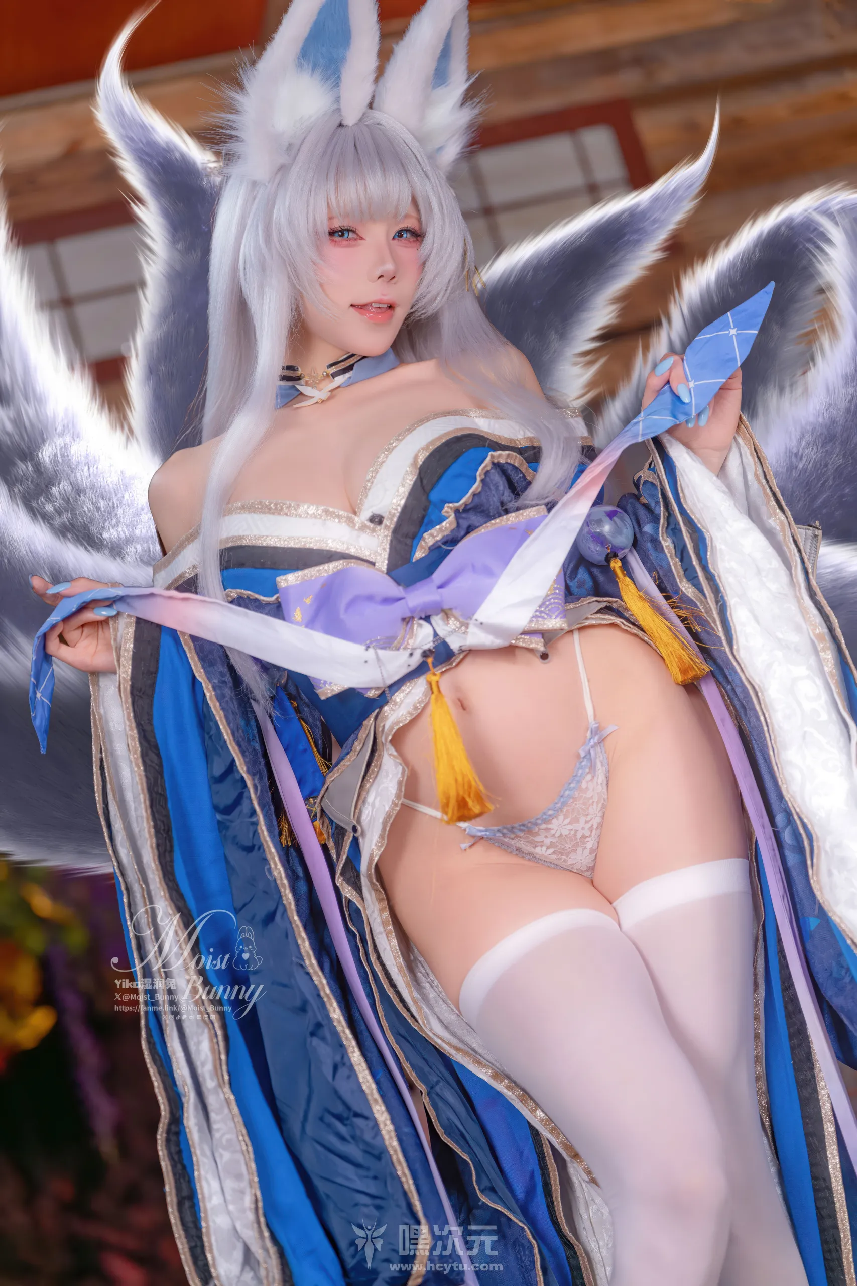 黏黏团子兔 碧蓝航线信浓 [深V巨乳/白丝敞开] 写真集 - 嘿次元 图3
