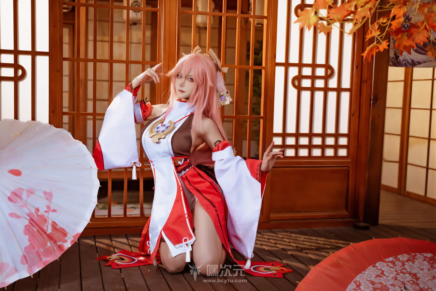 Seya-狮砸 原神 八重神子 红白短裙极致肉感 写真集 - Seya-狮砸 精彩瞬间 02