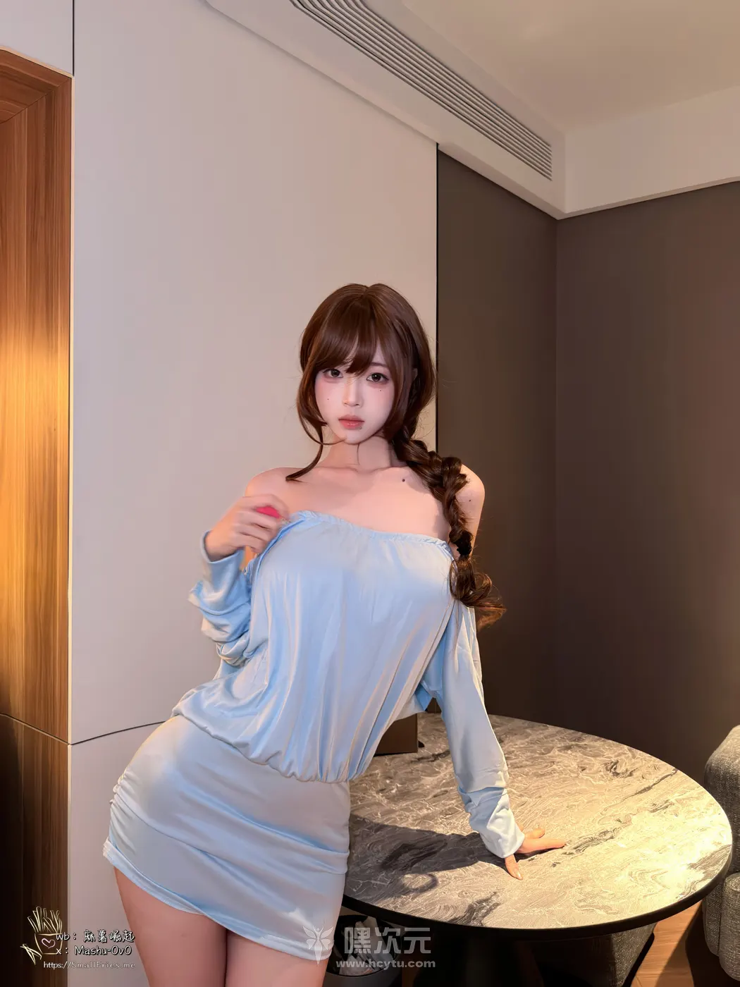 麻薯好吃 淡蓝余韵 淡蓝绸缎贴身诱惑 写真集-嘿次元