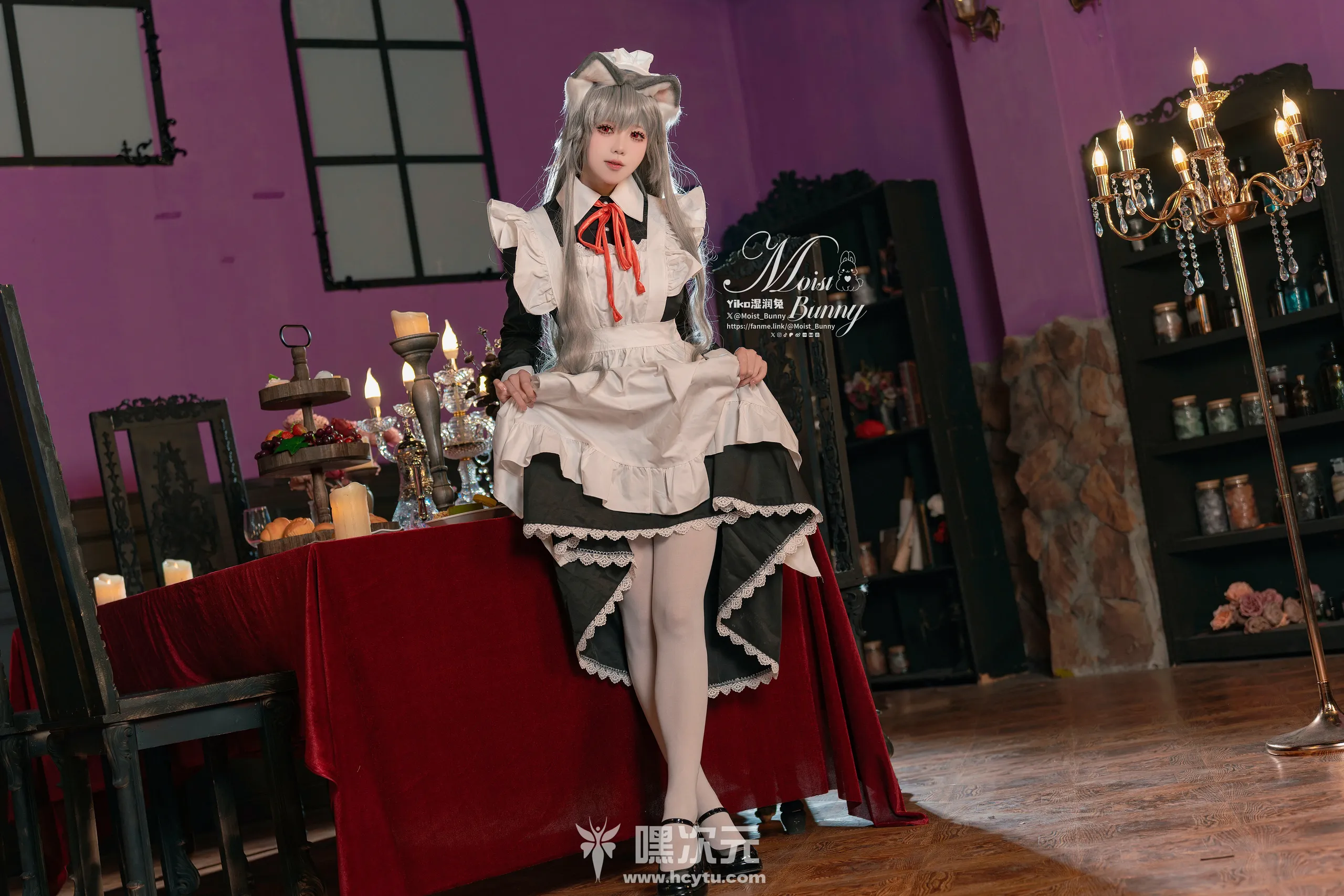 Yiko湿润兔 2月月票特典 菲奇子女仆写真图片-嘿次元