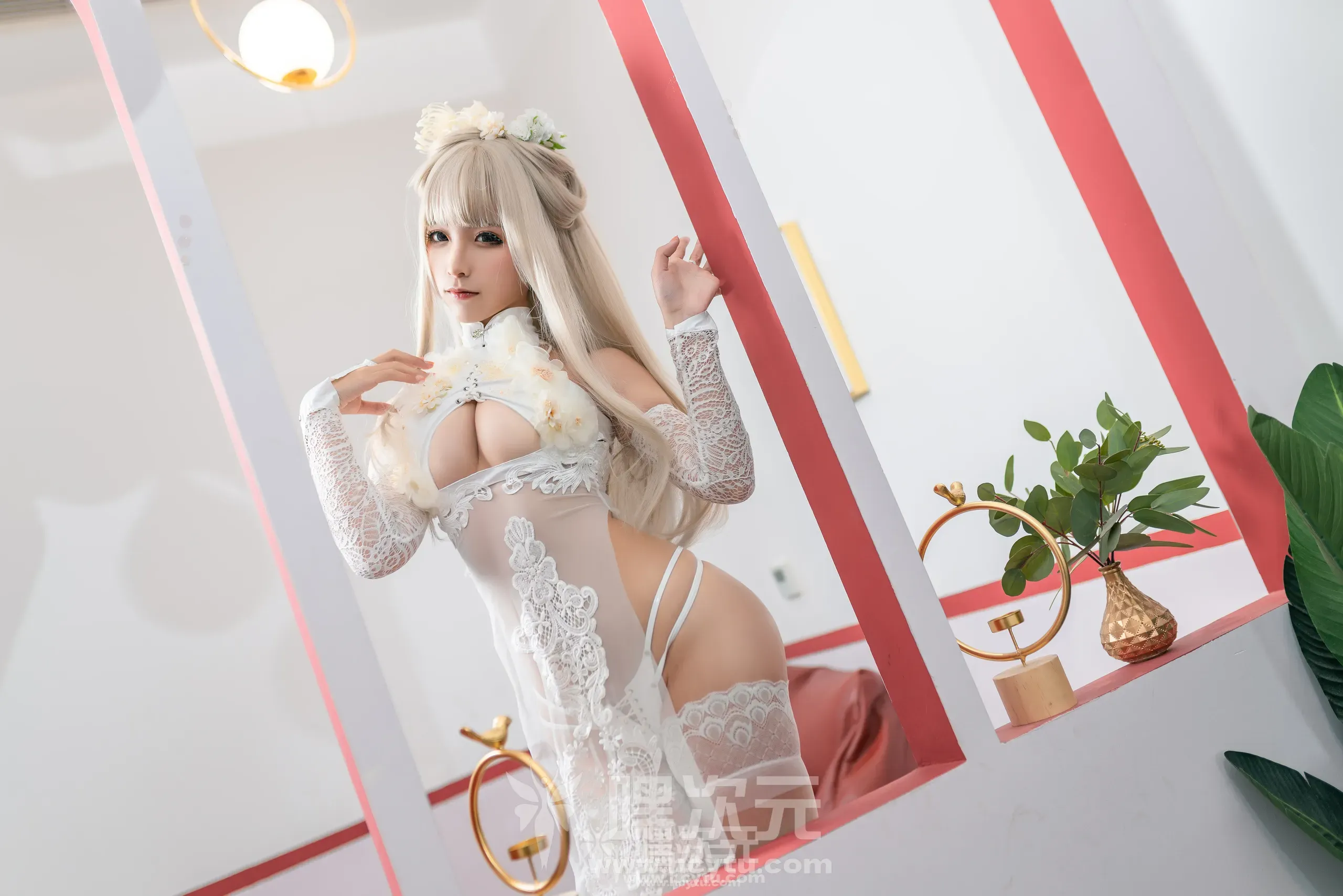 蠢沫沫 NO.161 沫沫真爱版 生日白旗袍写真图片-嘿次元