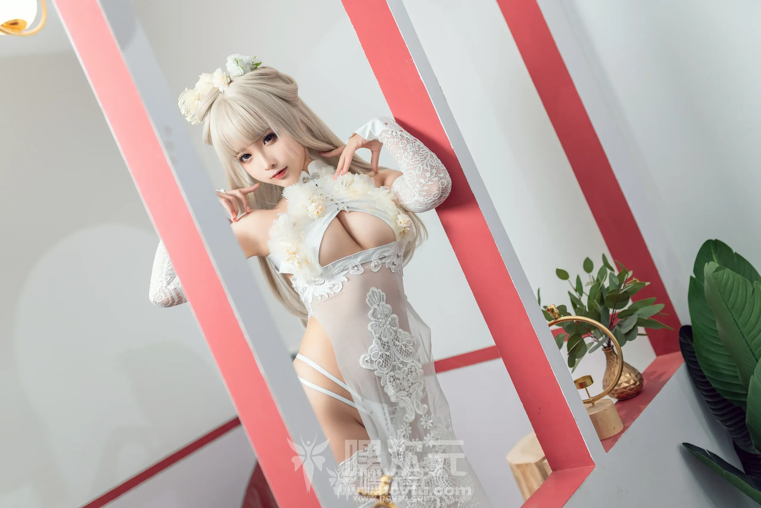 蠢沫沫 NO.161 沫沫真爱版 生日白旗袍写真图片欣赏
