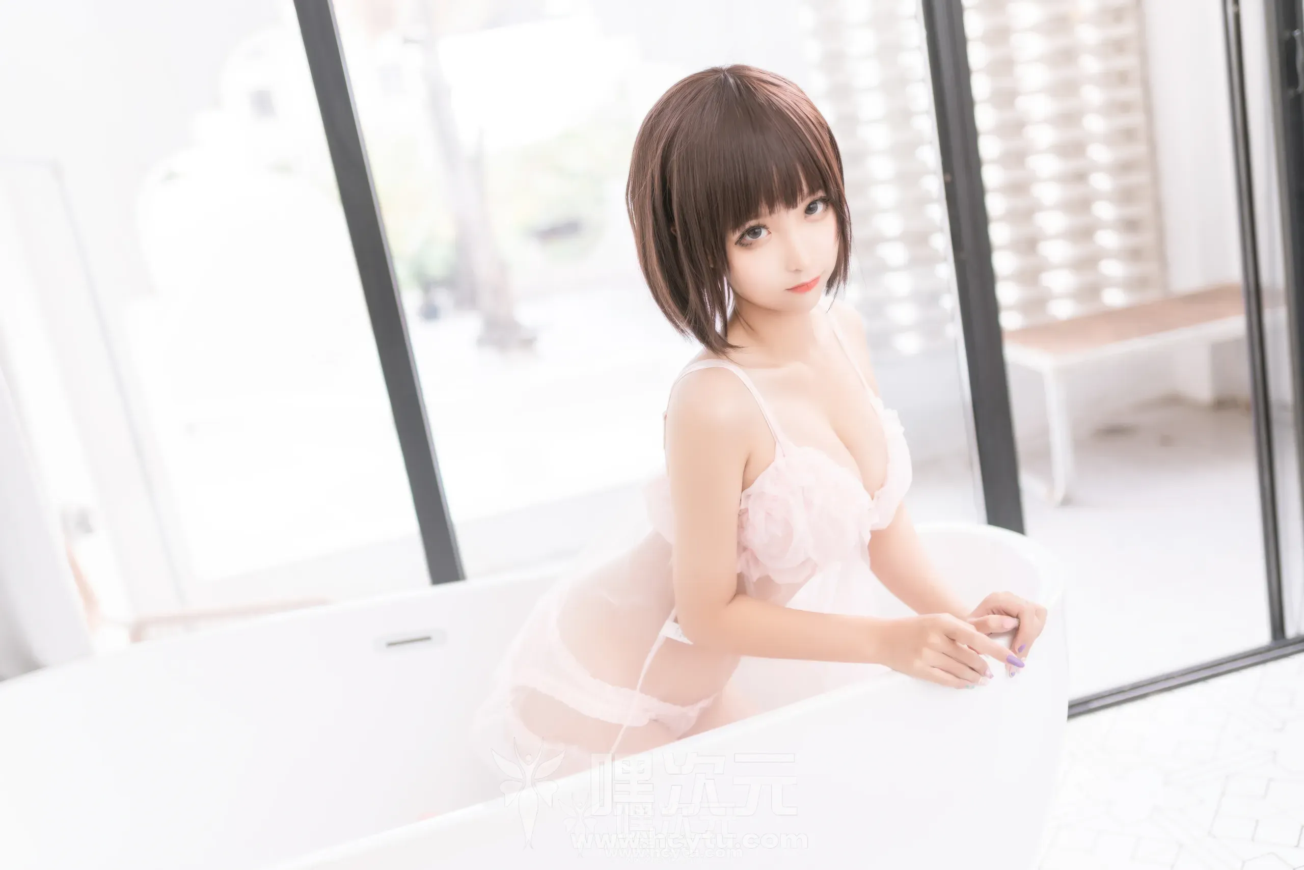 蠢沫沫 NO.164 沫沫真爱版 粉纱写真图片欣赏